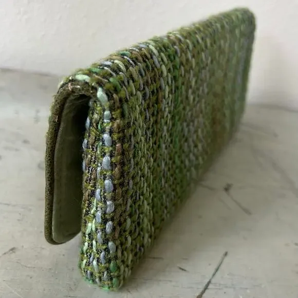 Shiraleah clutch hand bag green tweed fabric satin liner retro office siren - Picture 5 of 11